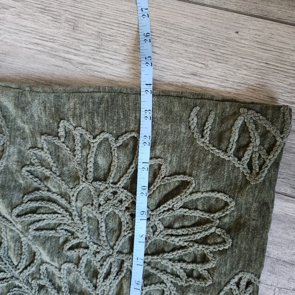 Love Marlo Mossy Green Chenille Pillow Cover Floral Sunflowers Oblong 14×24